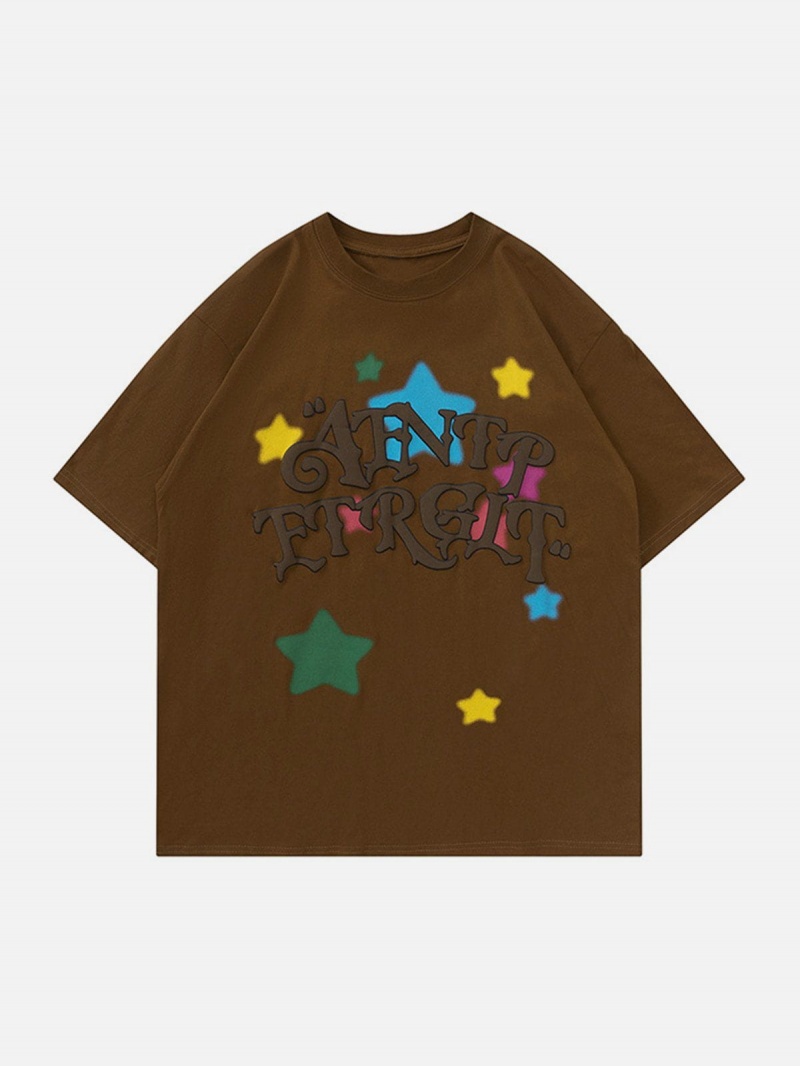 Abricot  T Shirts Aelfric Eden Colorful Star Lettres Graphique Tee - TGP-1195291